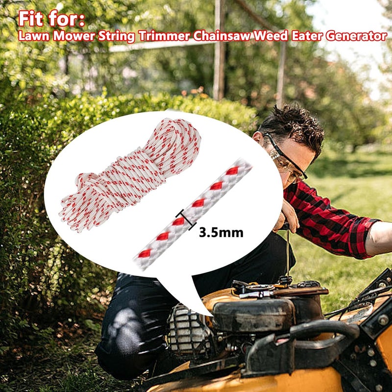 Klfte Pull Cord Rope 40ft x 9/64" (3.5mm) with 4 Pack Handle, Premium Starter Rope with High Tensile Strength, Universal Pull Cord Replacement for Lawn Mower, Generator, Chainsaw, and Small Engine - Image 5